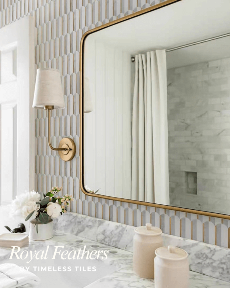 โมเสคหินอ่อน TIMELESS TILES รุ่น ROYAL FEATHER 23.5X28.5 ซม. สีเทาขาว_4